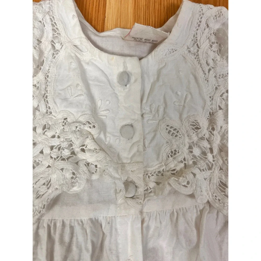 Vintage Allison Rose Girls Dress Size 4‎ White Embroidered Collar